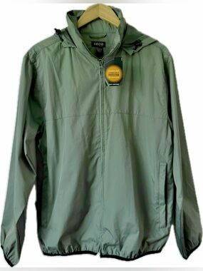 Izod Men's Hooded Windbreaker Jacket in Sage Green